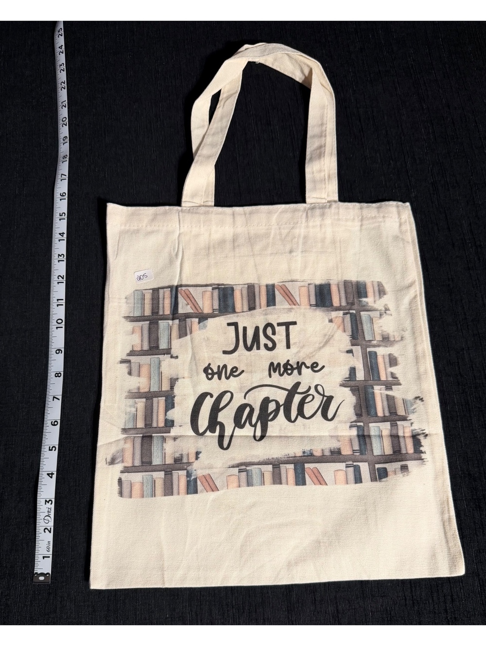 Canvas Tote Bag with 'Just One More Chapter' Book Design